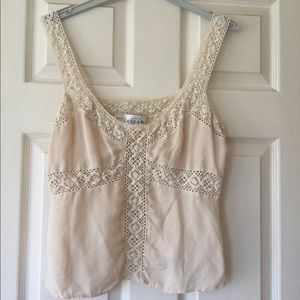 Oscar de la renta crochet cream silk top
